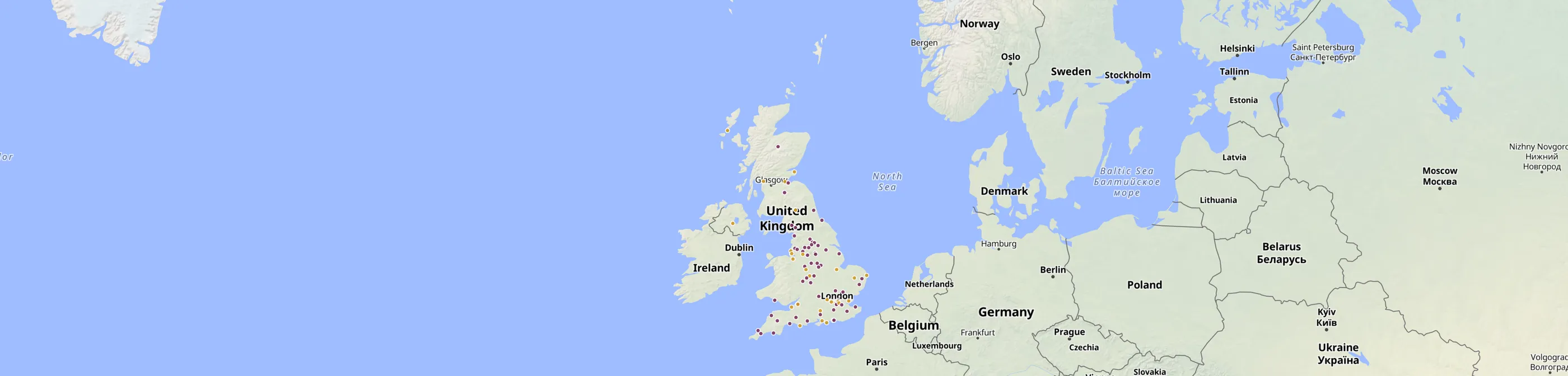 Map of the UK showing independent craft beer venues